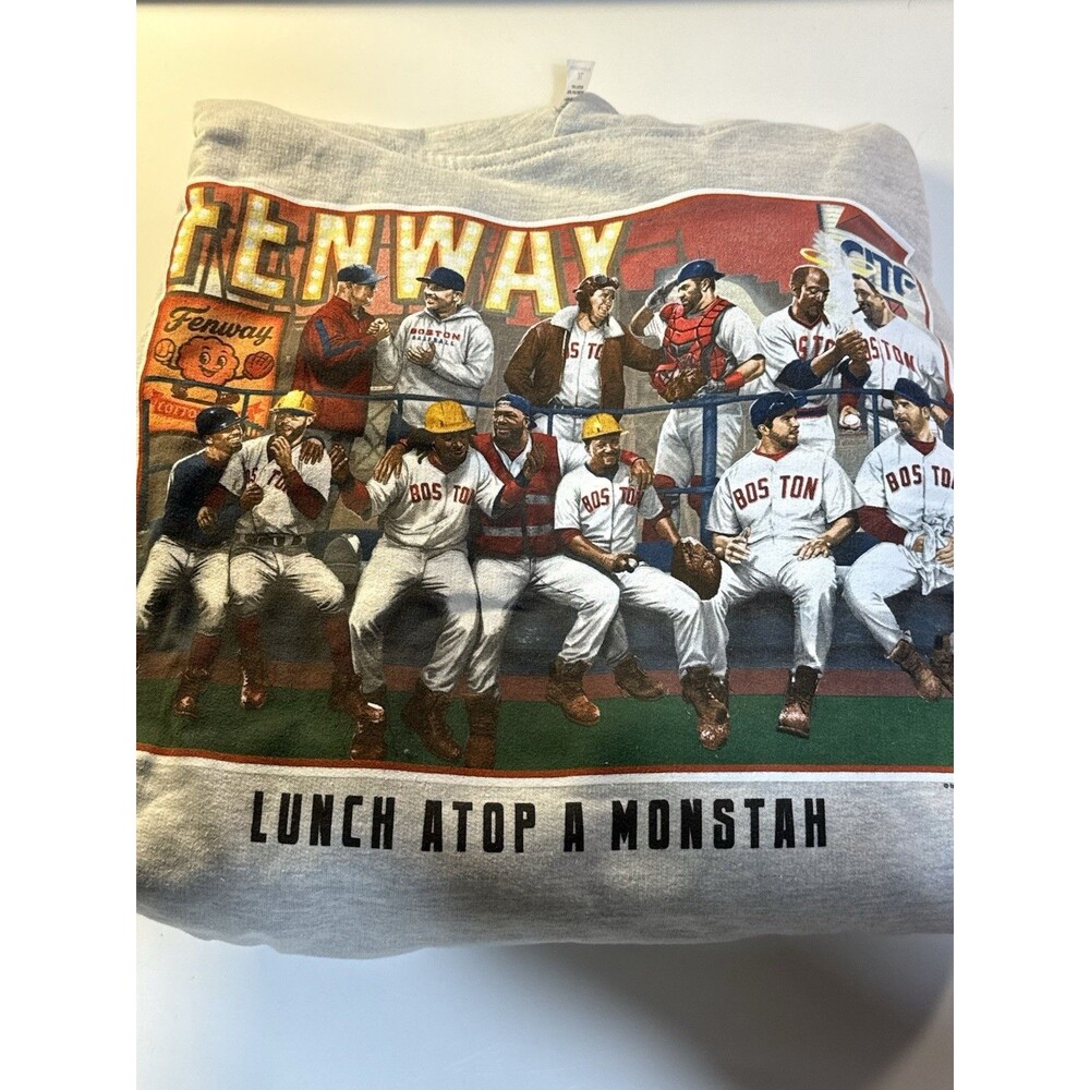 Men’s XL Gray “Lunch Atop a Monstah” Boston Red Sox Hoodie – NWT MLB Pullover
